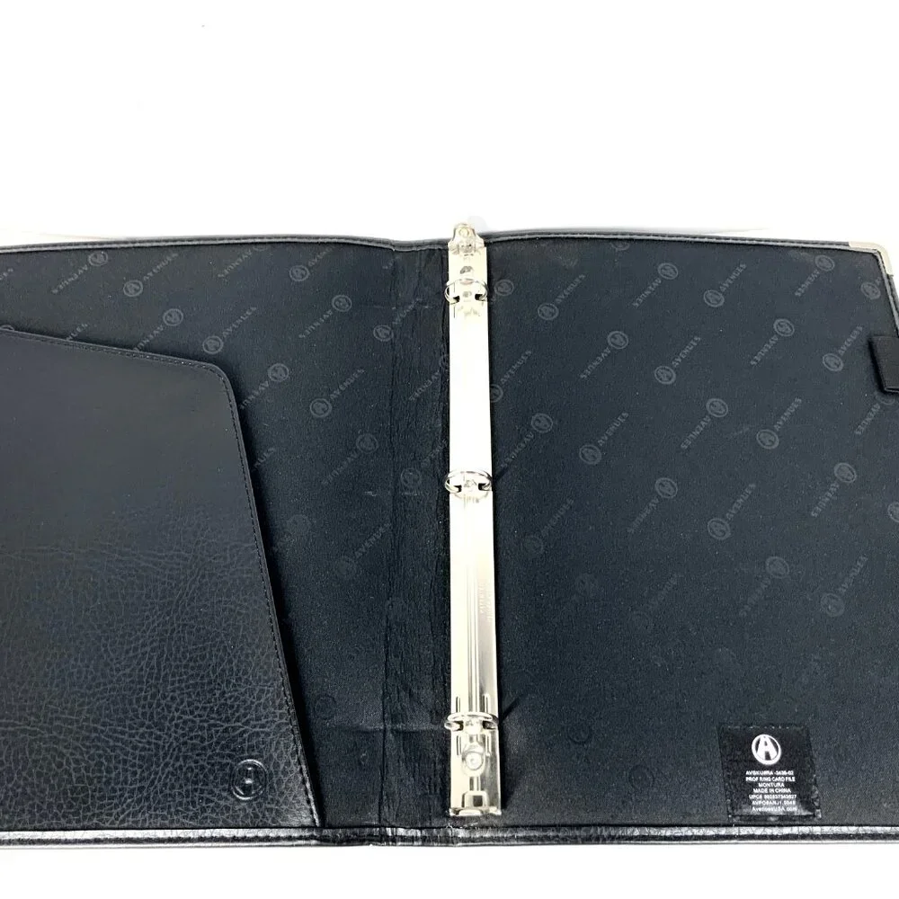 Avenues Vintage-Style Black Faux Leather 3-Ring Binder – Classic Office Organiza